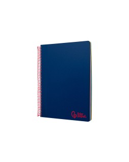 Cuaderno espiral liderpapel a7 micro wonder tapa plastico 100h 90gr cuadro 5mm 4 bandas color azul marino
