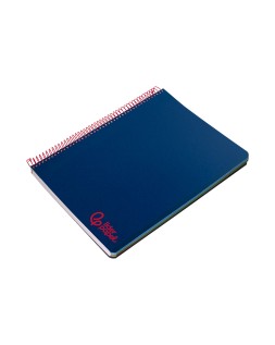 Cuaderno espiral liderpapel a7 micro wonder tapa plastico 100h 90gr cuadro 5mm 4 bandas color azul marino