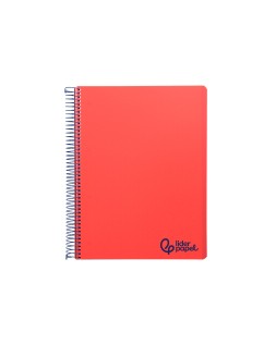 Cuaderno espiral liderpapel a7 micro wonder tapa plastico 100h 90gr cuadro 5mm 4 bandas color rojo