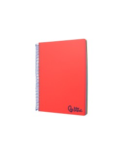 Cuaderno espiral liderpapel a7 micro wonder tapa plastico 100h 90gr cuadro 5mm 4 bandas color rojo