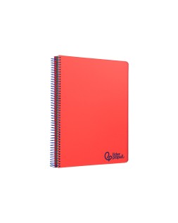 Cuaderno espiral liderpapel a7 micro wonder tapa plastico 100h 90gr cuadro 5mm 4 bandas color rojo