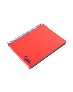 Cuaderno espiral liderpapel a7 micro wonder tapa plastico 100h 90gr cuadro 5mm 4 bandas color rojo