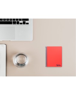 Cuaderno espiral liderpapel a7 micro wonder tapa plastico 100h 90gr cuadro 5mm 4 bandas color rojo