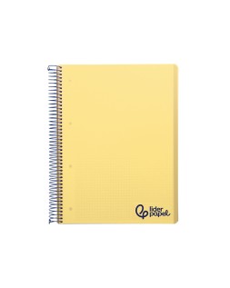 Cuaderno espiral liderpapel a4 micro wonder tapa plastico 120h 90gr cuadro 5mm 5 banda 4 taladros color amarillo