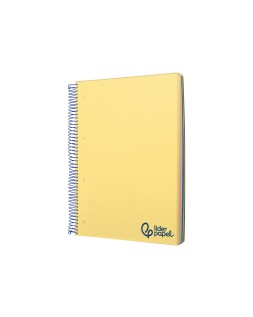 Cuaderno espiral liderpapel a4 micro wonder tapa plastico 120h 90gr cuadro 5mm 5 banda 4 taladros color amarillo