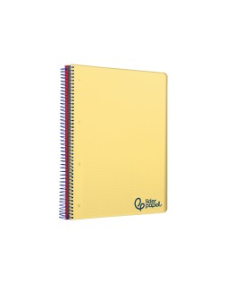 Cuaderno espiral liderpapel a4 micro wonder tapa plastico 120h 90gr cuadro 5mm 5 banda 4 taladros color amarillo