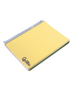 Cuaderno espiral liderpapel a4 micro wonder tapa plastico 120h 90gr cuadro 5mm 5 banda 4 taladros color amarillo