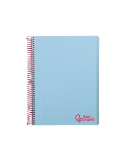 Cuaderno espiral liderpapel a4 micro wonder tapa plastico 120h 90gr cuadro 5mm 5 banda 4 taladros color celeste