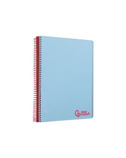 Cuaderno espiral liderpapel a4 micro wonder tapa plastico 120h 90gr cuadro 5mm 5 banda 4 taladros color celeste