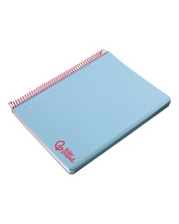 Cuaderno espiral liderpapel a4 micro wonder tapa plastico 120h 90gr cuadro 5mm 5 banda 4 taladros color celeste