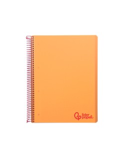 Cuaderno espiral liderpapel a4 micro wonder tapa plastico 120h 90gr cuadro 5mm 5 banda 4 taladros color naranja