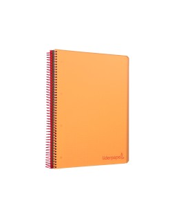 Cuaderno espiral liderpapel a4 micro wonder tapa plastico 120h 90gr cuadro 5mm 5 banda 4 taladros color naranja