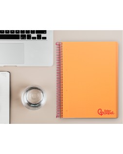 Cuaderno espiral liderpapel a4 micro wonder tapa plastico 120h 90gr cuadro 5mm 5 banda 4 taladros color naranja