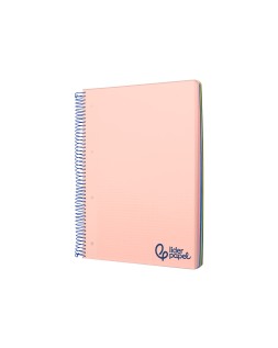 Cuaderno espiral liderpapel a4 micro wonder tapa plastico 120h 90gr cuadro 5mm 5 bandas 4 taladros color rosa
