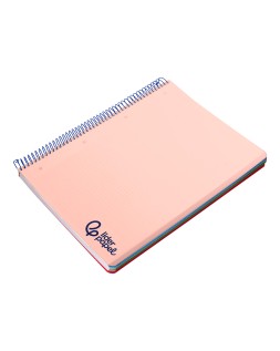 Cuaderno espiral liderpapel a4 micro wonder tapa plastico 120h 90gr cuadro 5mm 5 bandas 4 taladros color rosa