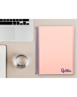 Cuaderno espiral liderpapel a4 micro wonder tapa plastico 120h 90gr cuadro 5mm 5 bandas 4 taladros color rosa