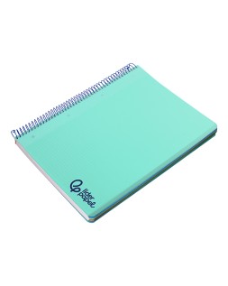 Cuaderno espiral liderpapel a4 micro wonder tapa plastico 120h 90gr cuadro 5mm 5 banda 4 taladro color verde turquesa