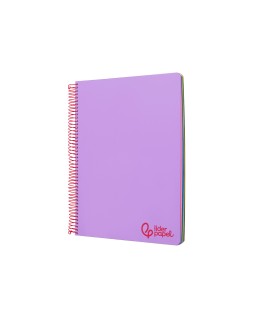 Cuaderno espiral liderpapel a4 micro wonder tapa plastico 120h 90gr cuadro 5mm 5 banda 4 taladros color lila