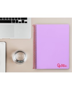 Cuaderno espiral liderpapel a4 micro wonder tapa plastico 120h 90gr cuadro 5mm 5 banda 4 taladros color lila