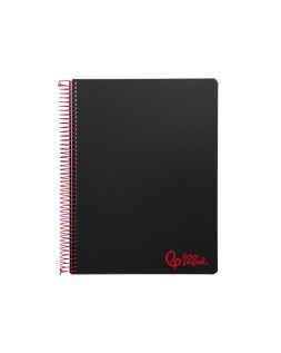 Cuaderno espiral liderpapel a4 micro wonder tapa plastico 120h 90 gr cuadro 5mm 5 bandas 4 taladros color negro