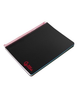 Cuaderno espiral liderpapel a4 micro wonder tapa plastico 120h 90 gr cuadro 5mm 5 bandas 4 taladros color negro