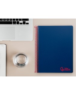 Cuaderno espiral liderpapel a4 micro wonder tapa plastico 120h 90gr cuadro 5mm 5 banda 4 taladros color azul marino