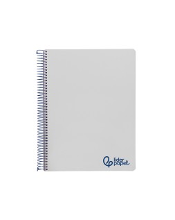Cuaderno espiral liderpapel a4 micro wonder tapa plastico 120h 90gr cuadro 5mm 5 bandas 4 taladros color gris