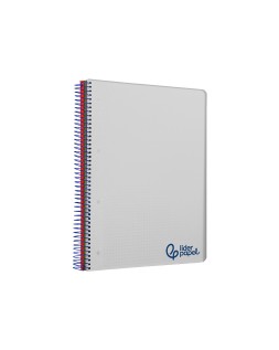 Cuaderno espiral liderpapel a4 micro wonder tapa plastico 120h 90gr cuadro 5mm 5 bandas 4 taladros color gris
