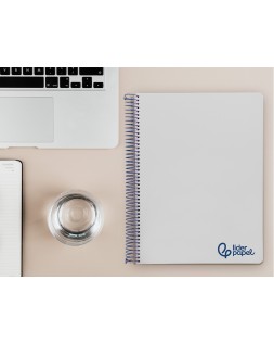 Cuaderno espiral liderpapel a4 micro wonder tapa plastico 120h 90gr cuadro 5mm 5 bandas 4 taladros color gris