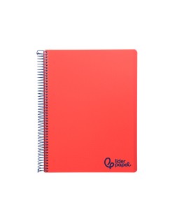 Cuaderno espiral liderpapel a4 micro wonder tapa plastico 120h 90gr cuadro 5mm 5 bandas 4 taladros color rojo