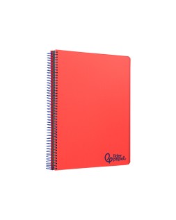 Cuaderno espiral liderpapel a4 micro wonder tapa plastico 120h 90gr cuadro 5mm 5 bandas 4 taladros color rojo