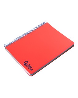 Cuaderno espiral liderpapel a4 micro wonder tapa plastico 120h 90gr cuadro 5mm 5 bandas 4 taladros color rojo