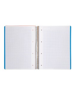 Cuaderno espiral liderpapel a4 micro wonder tapa plastico 120h 90gr cuadro 5mm 5 bandas 4 taladros color rojo
