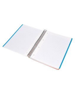 Cuaderno espiral liderpapel a4 micro wonder tapa plastico 120h 90gr cuadro 5mm 5 bandas 4 taladros color rojo