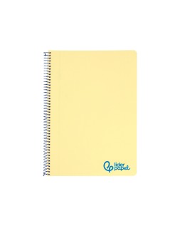 Cuaderno espiral liderpapel a4 wonder tapa plastico 80h 90gr cuadro 4mm con margen color amarillo