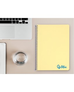 Cuaderno espiral liderpapel a4 wonder tapa plastico 80h 90gr cuadro 4mm con margen color amarillo