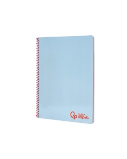 Cuaderno espiral liderpapel a4 wonder tapa plastico 80h 90gr cuadro 4mm con margen color azul