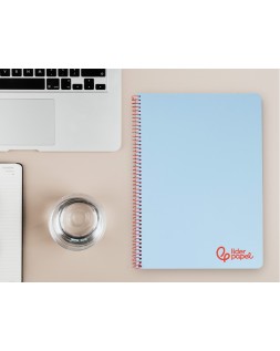 Cuaderno espiral liderpapel a4 wonder tapa plastico 80h 90gr cuadro 4mm con margen color azul
