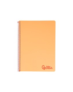 Cuaderno espiral liderpapel a4 wonder tapa plastico 80h 90gr cuadro 4mm con margen color naranja