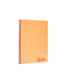 Cuaderno espiral liderpapel a4 wonder tapa plastico 80h 90gr cuadro 4mm con margen color naranja