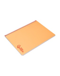 Cuaderno espiral liderpapel a4 wonder tapa plastico 80h 90gr cuadro 4mm con margen color naranja