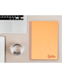 Cuaderno espiral liderpapel a4 wonder tapa plastico 80h 90gr cuadro 4mm con margen color naranja