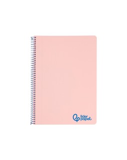 Cuaderno espiral liderpapel a4 wonder tapa plastico 80h 90gr cuadro 4mm con margen color rosa