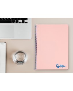 Cuaderno espiral liderpapel a4 wonder tapa plastico 80h 90gr cuadro 4mm con margen color rosa