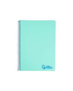 Cuaderno espiral liderpapel a4 wonder tapa plastico 80h 90gr cuadro 4mm con margen color verde pastel