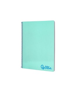 Cuaderno espiral liderpapel a4 wonder tapa plastico 80h 90gr cuadro 4mm con margen color verde pastel