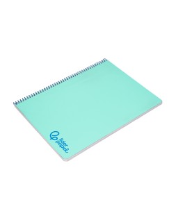 Cuaderno espiral liderpapel a4 wonder tapa plastico 80h 90gr cuadro 4mm con margen color verde pastel