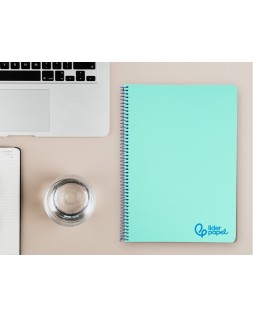 Cuaderno espiral liderpapel a4 wonder tapa plastico 80h 90gr cuadro 4mm con margen color verde pastel