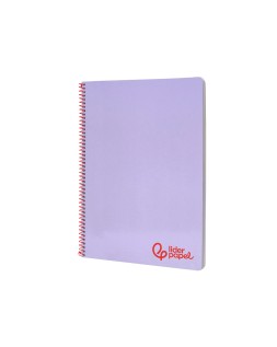 Cuaderno espiral liderpapel a4 wonder tapa plastico 80h 90gr cuadro 4mm con margen color violeta