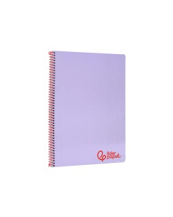 Cuaderno espiral liderpapel a4 wonder tapa plastico 80h 90gr cuadro 4mm con margen color violeta